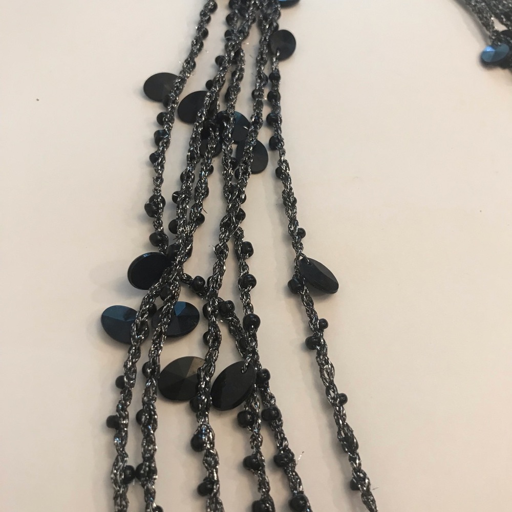 Cookie Lee Multi-strand Black and Silver Necklace